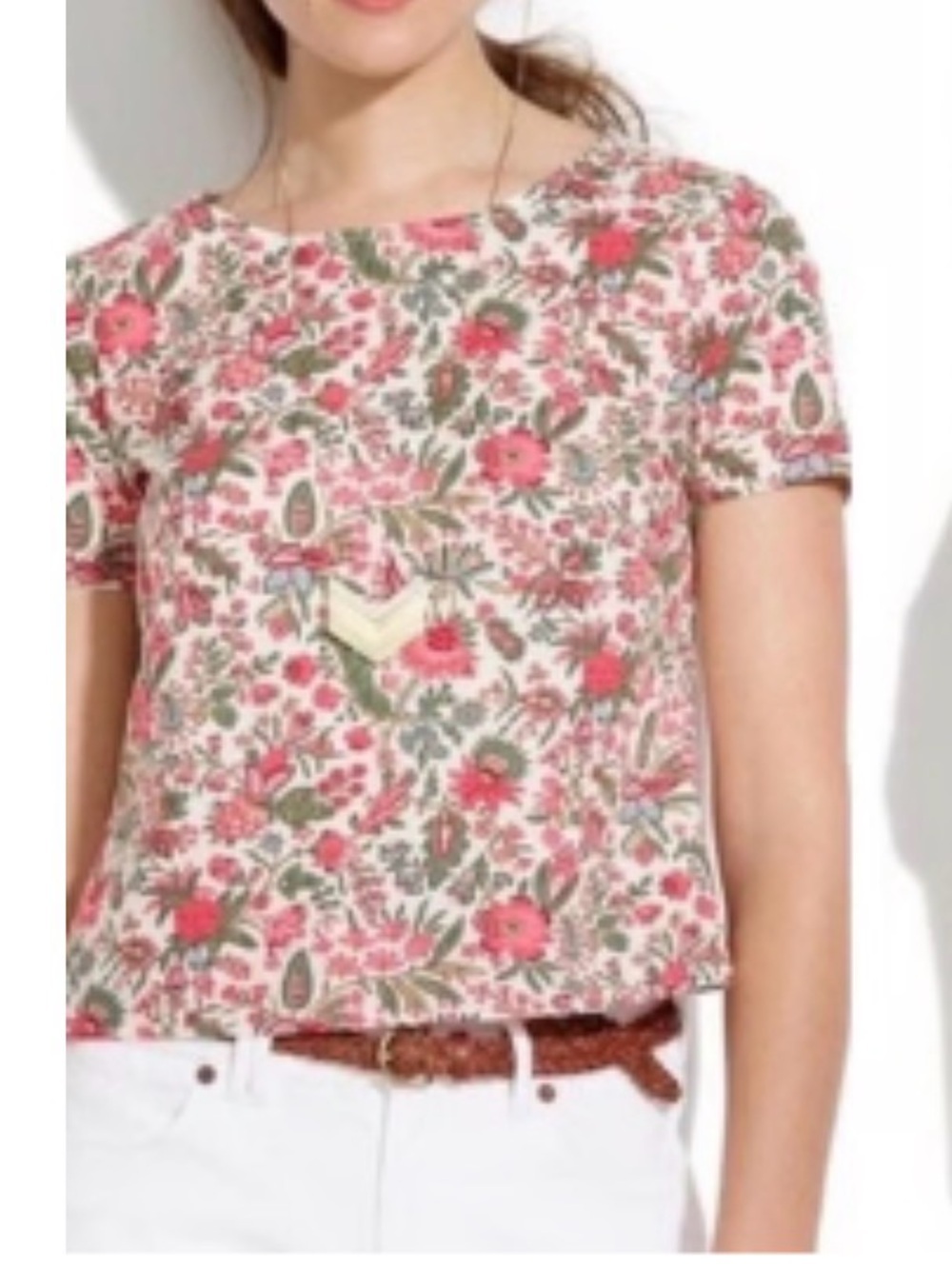 Madewell Pink Floral Short Sleeve Top